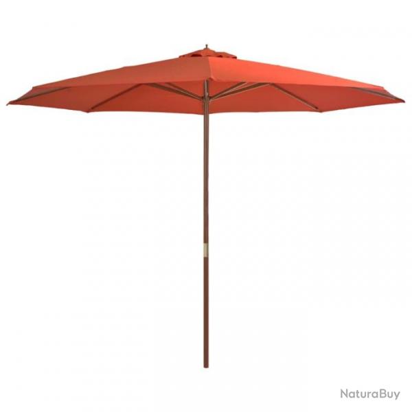 Parasol avec mt en bois 350 cm Terre cuite