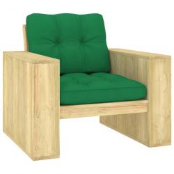 Chaise de jardin avec coussins vert Bois de pin imprégné