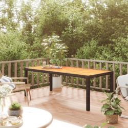 Table de jardin 190x90x75 cm Résine tressée et bois acacia Noir