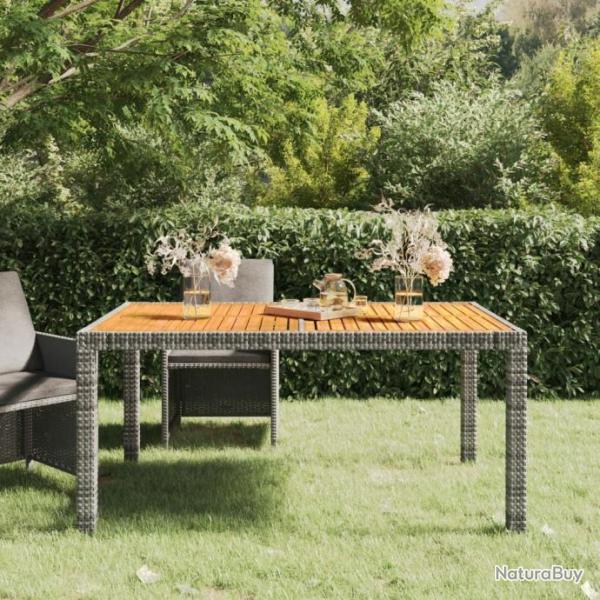 Table de jardin 150x90x75 cm Rsine tresse bois d'acacia Gris