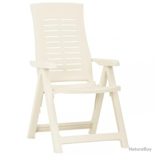 Chaises inclinables de jardin 2 pcs Plastique Blanc