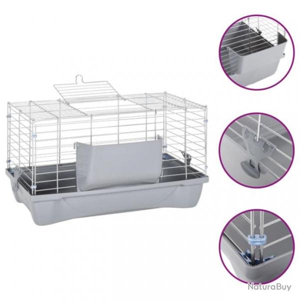 Cage pour petits animaux gris 58x32x31 cm PP et mtal