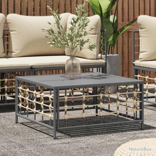 Table de jardin anthracite 70x70x34 cm rsine tresse