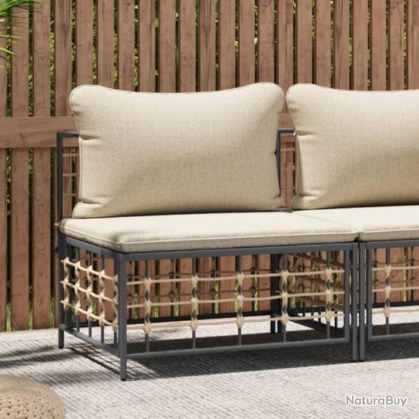 Canap central de jardin avec coussin beige rsine tresse