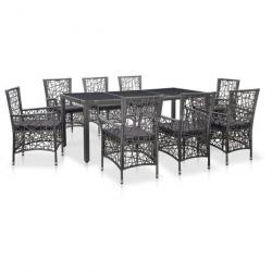 Mobilier à dîner d'extérieur 9 pcs Résine tressée Gris