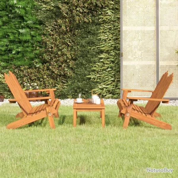 Ensemble de salon de jardin Adirondack 3 pcs bois acacia solide