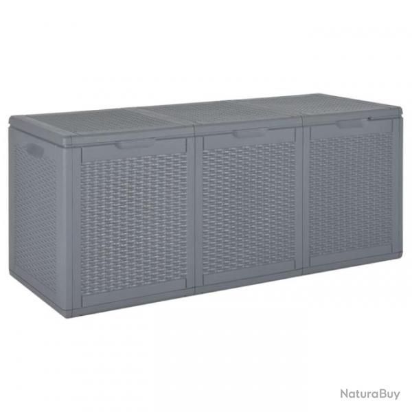 Bote de rangement de jardin gris PP rotin 270 L