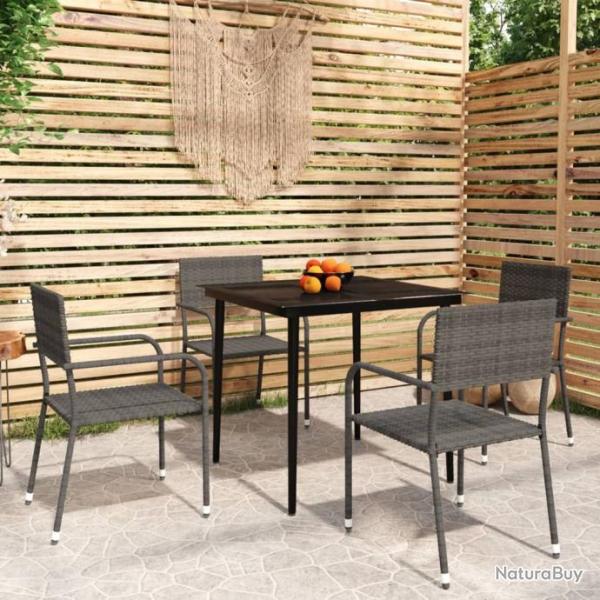 Ensemble de salle  manger de jardin 5 pcs Gris