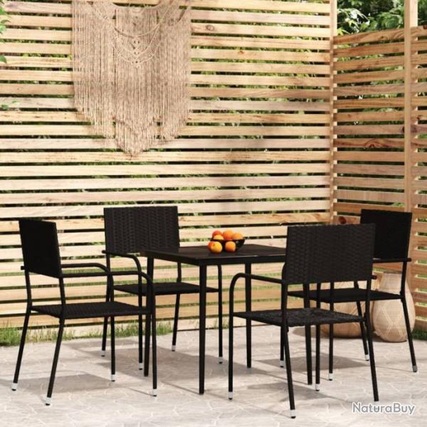 Ensemble de salle  manger de jardin 5 pcs Noir