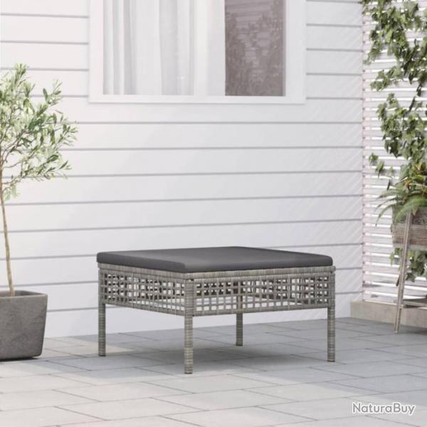 Tabouret de jardin avec coussin gris rsine tresse