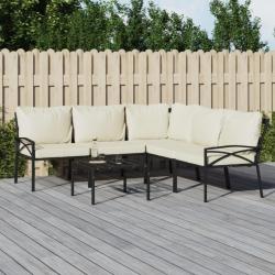 Salon de jardin 6 pcs avec coussins sable acier