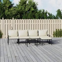 Salon de jardin 6 pcs avec coussins sable acier