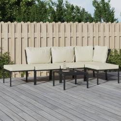 Salon de jardin 6 pcs avec coussins sable acier