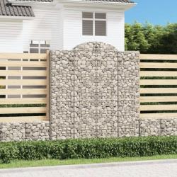 Paniers à gabions arqués 2 pcs 200x30x220/240 cm fer galvanisé