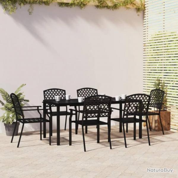 Ensemble de salle  manger de jardin 7 pcs anthracite acier