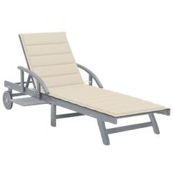 Chaise longue de jardin avec coussin Bois d'acacia solide