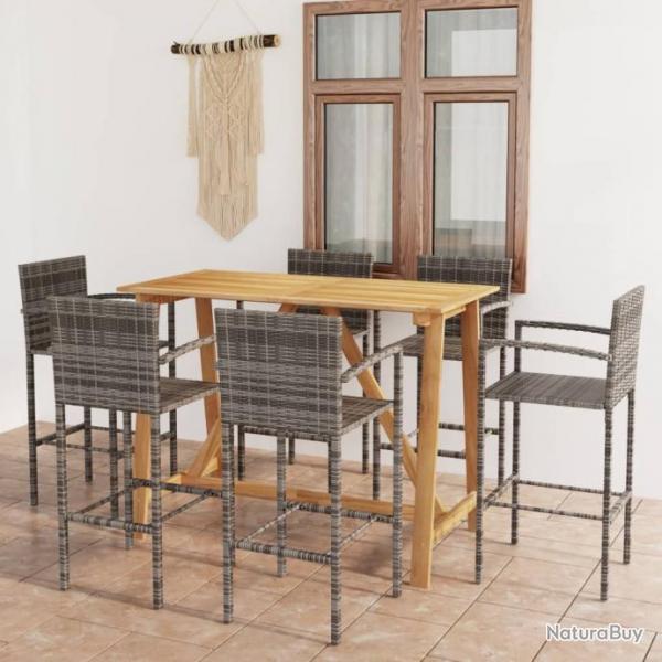 Ensemble de bar de jardin 7 pcs Gris