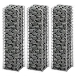 Jeu de panier de gabion 3 pcs Fil galvanisé 25 x 25 x 100 cm