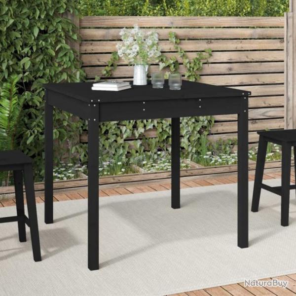 Table de jardin noir 82,5x82,5x76 cm bois massif de pin