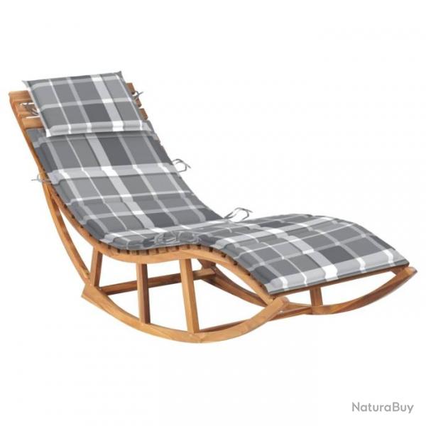 Chaise longue  bascule avec coussin Bois de teck solide