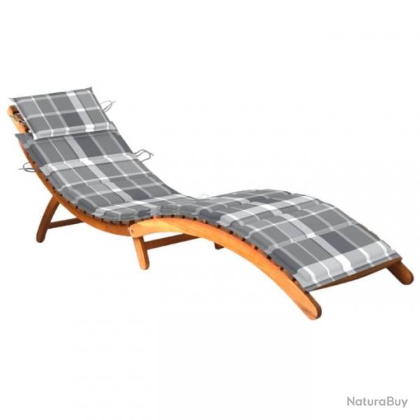 Chaise longue de jardin avec coussin Bois d'acacia solide