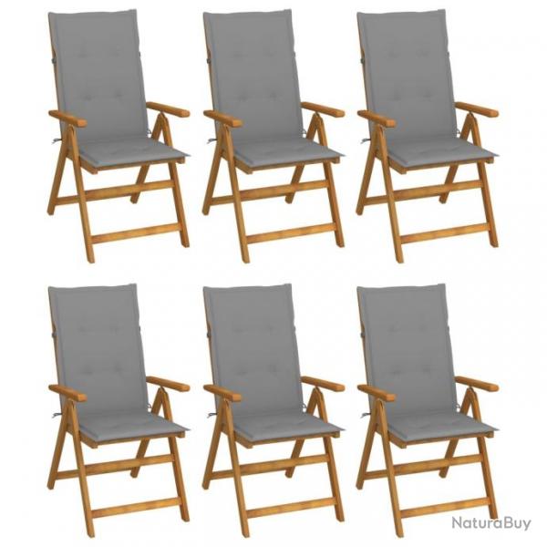 Chaises pliables de jardin 6 pcs avec coussins Bois d'acacia