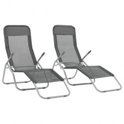 Chaises longues pliables 2 pcs Textilène Anthracite