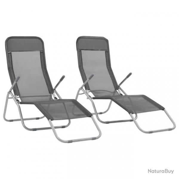 Chaises longues pliables 2 pcs Textilne Anthracite