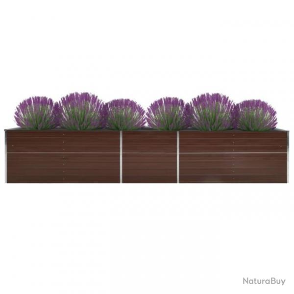 Lit surlev de jardin Acier galvanis 400x80x77 cm Marron