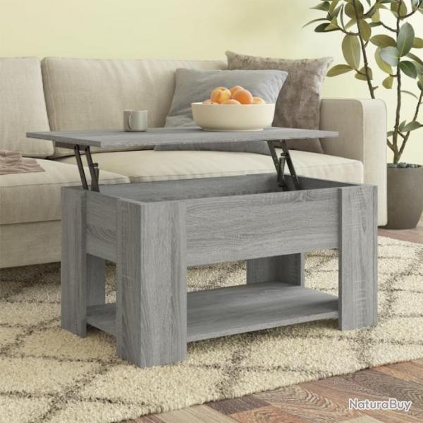 Table basse Sonoma gris 79x49x41 cm Bois d'ingnierie