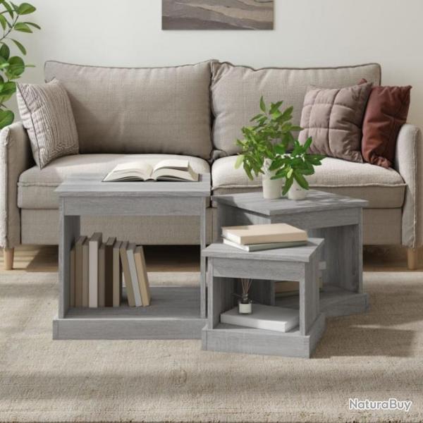 Tables gigognes 3 pcs sonoma gris bois d'ingnierie