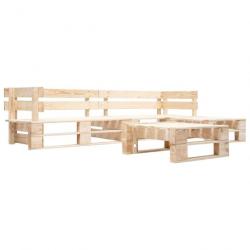 Salon de jardin palette 4 pcs naturel bois