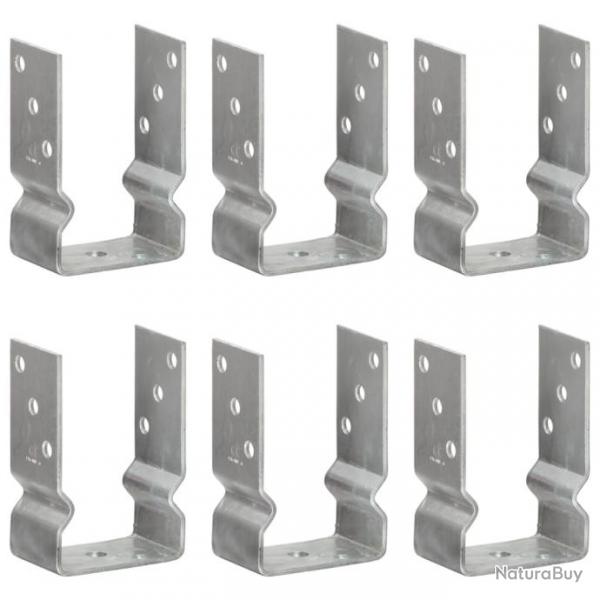 Piquets de clture 6 pcs Argent 9x6x15 cm Acier galvanis