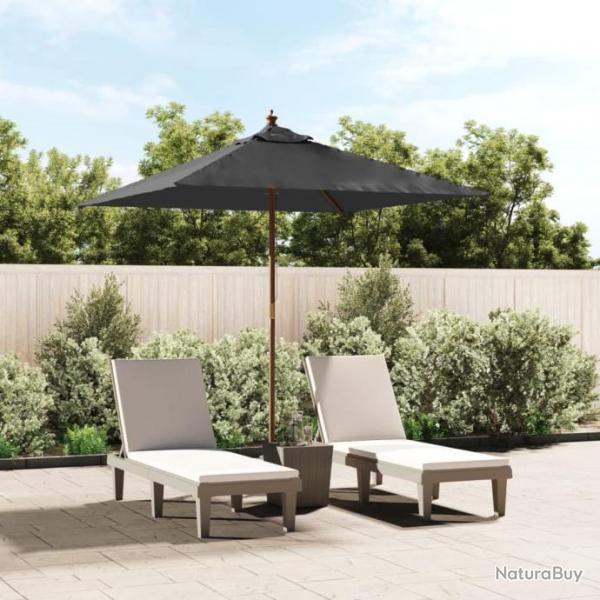 Parasol de jardin avec mt en bois anthracite 198x198x231 cm