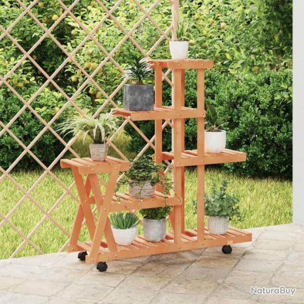 Support  fleurs avec roues 95x25x101 cm bois massif de sapin