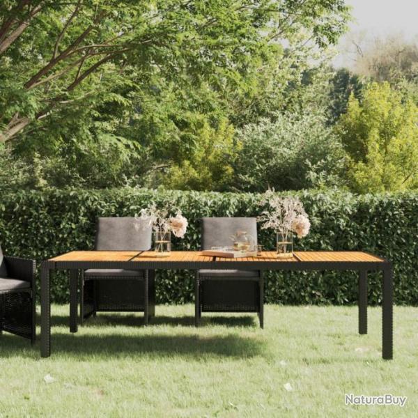 Table de jardin Noir 250x100x75 cm Rsine tresse
