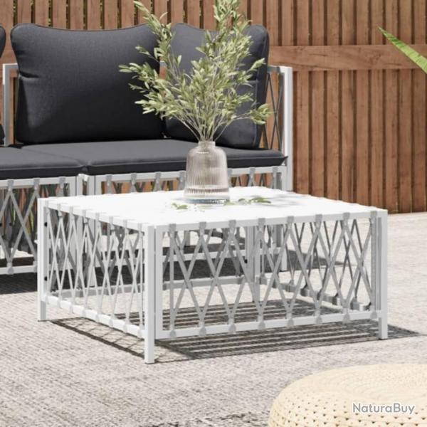 Table de jardin blanc 70x70x34 cm tissu tiss