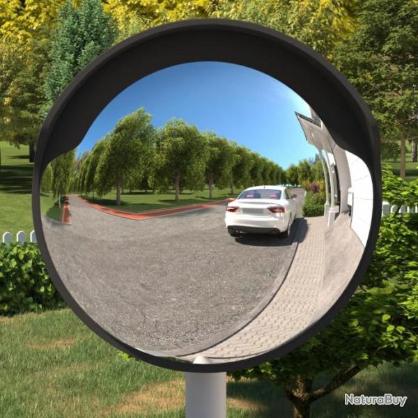 Miroir de traffic convexe d'extrieur Noir 60 cm Polycarbonate