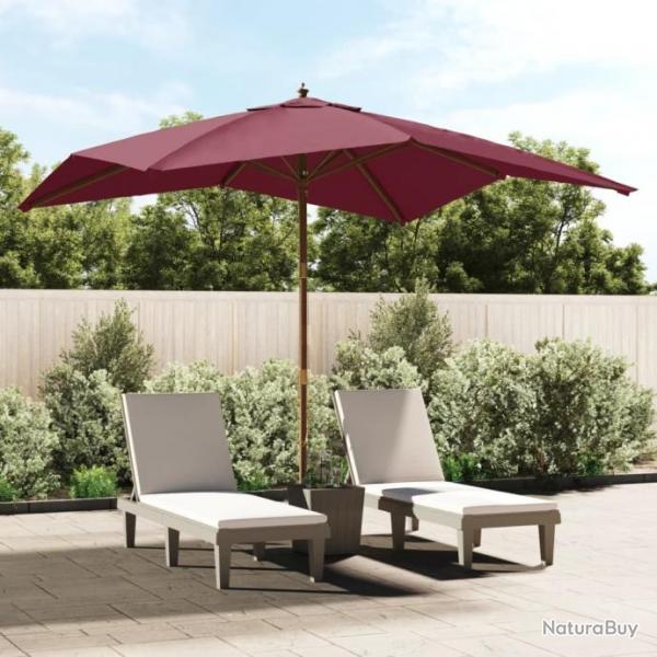 Parasol de jardin avec mt en bois rouge bordeaux 300x300x273cm