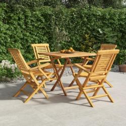 Ensemble à dîner de jardin 5 pcs Bois de teck massif