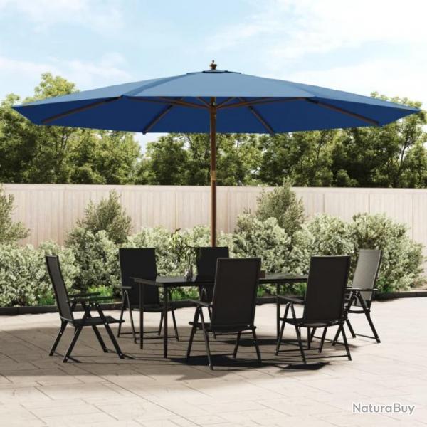 Parasol de jardin avec mt en bois bleu azur 400x273 cm