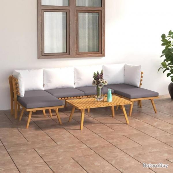 Salon de jardin 7 pcs avec coussins Bois d'acacia solide