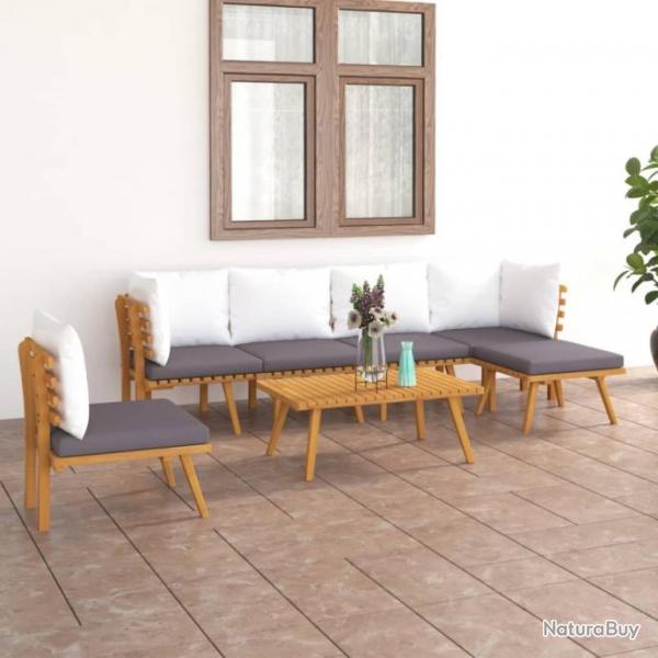 Salon de jardin 7 pcs avec coussins Bois d'acacia solide