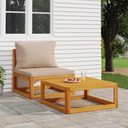 Ensemble de canapés de jardin coussins 2 pcs bois massif acacia