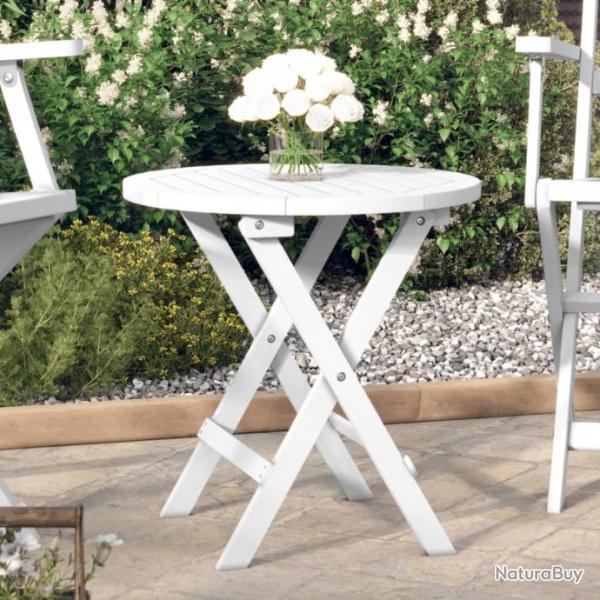 Table pliable de jardin blanc  46 cm bois d'acacia solide