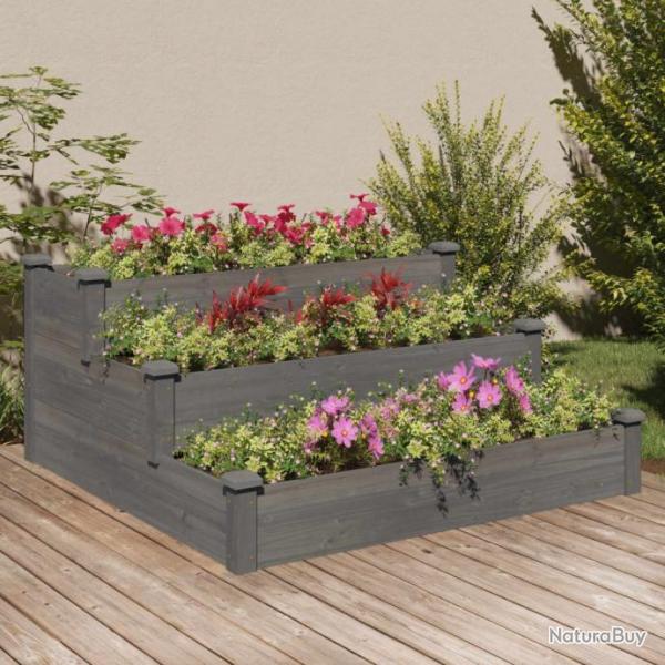 Lit surlev de jardin gris 120x120x56 cm bois massif de sapin