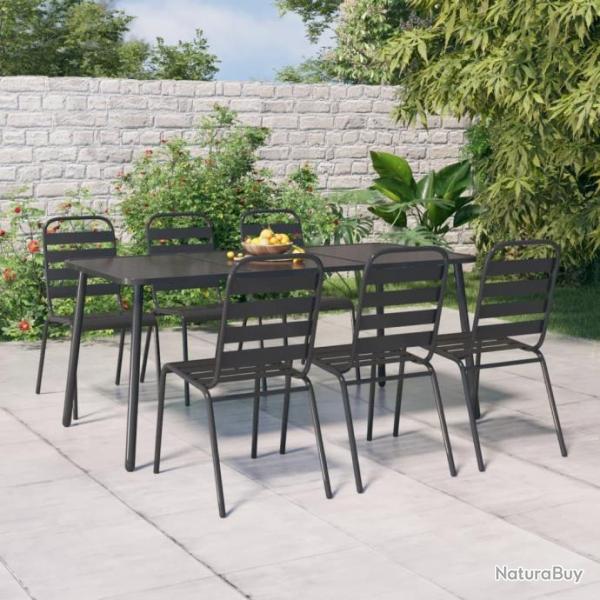 Ensemble de salle  manger de jardin 7 pcs anthracite acier