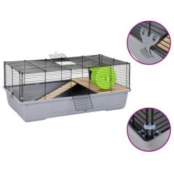 Cage pour hamsters gris 80x45x34 cm polypropylène et métal