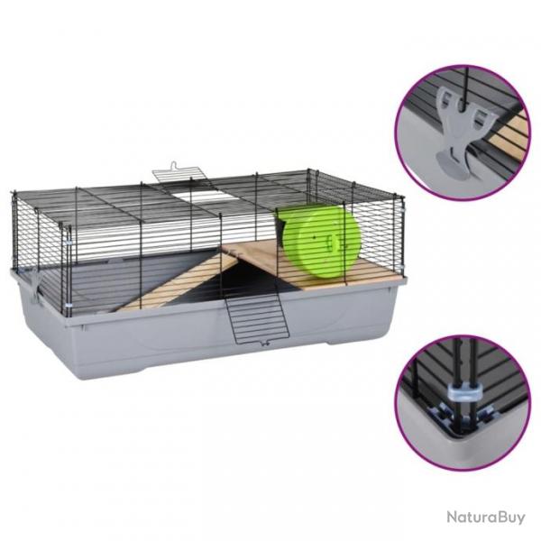 Cage pour hamsters gris 80x45x34 cm polypropylne et mtal