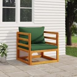 Chaise de jardin avec coussins verts bois massif d'acacia